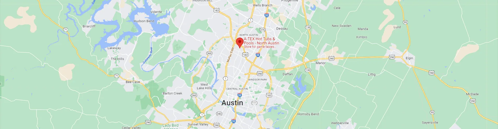 A-Tex Hot Tubs Pools Austin Map