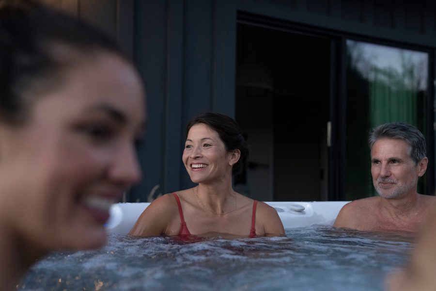 Caldera hot tub evening gathering