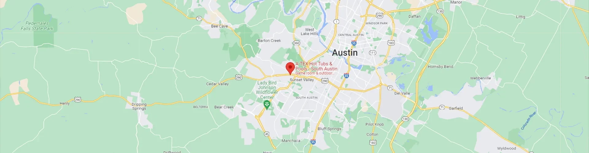 A-Tex Hot Tubs Pools South Austin Map